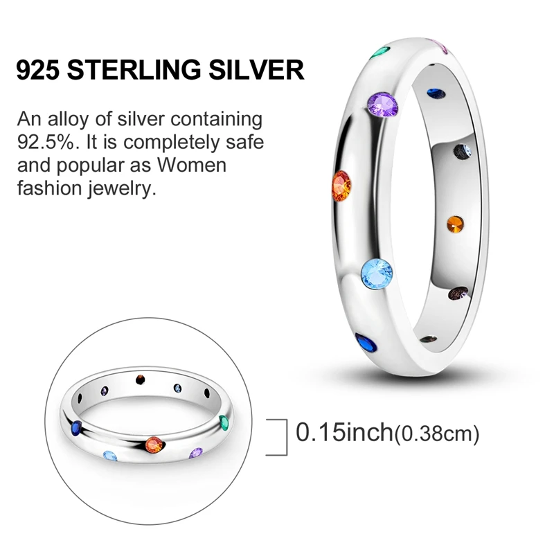 Original Ringe aus 925er Sterlingsilber, bunte Zirkon-Blasenringe für Frauen und Mädchen, Schmuck, Geburtstag, Jahrestag, Geschenke – Detail 4