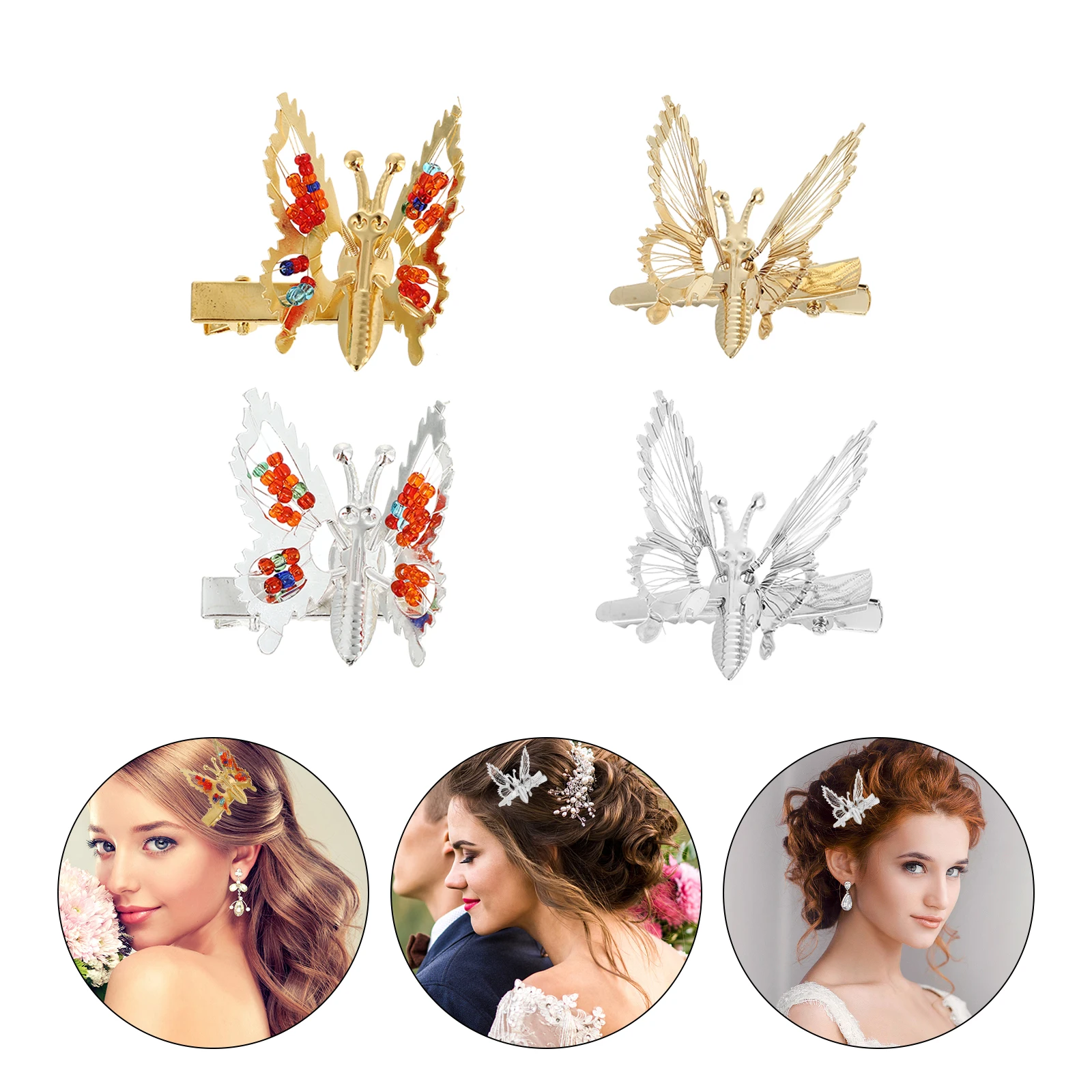 

15pcs Metal Hair Clip Vibratable Wing Butterflies Hairpins Vibratable Wing Hollow Design For Women Party Festival Use
