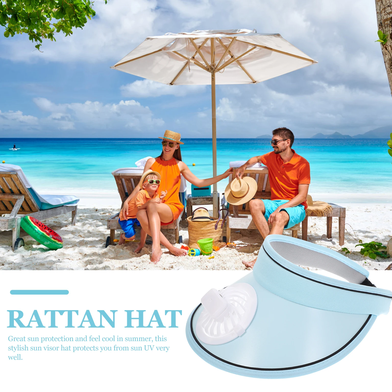 

1PC Sun Protection Hat Women Summer Visor Large Design Shade Rechargeable Fan Adjustable Beach Hiking Fishing Sun Hats
