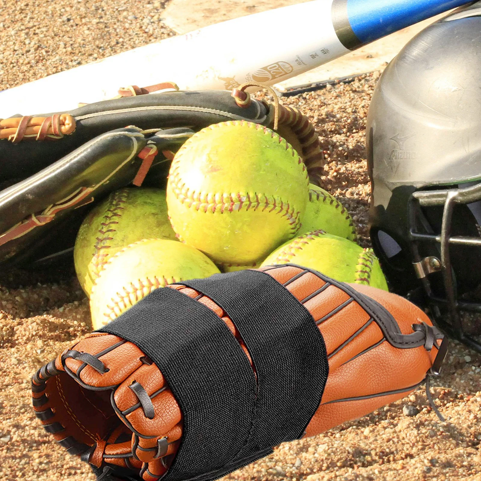 Guantes de béisbol Correa elástica ajustable banda de nailon pegatina cierre guante Wrap Catcher guante Wrap accesorios de béisbol guantes