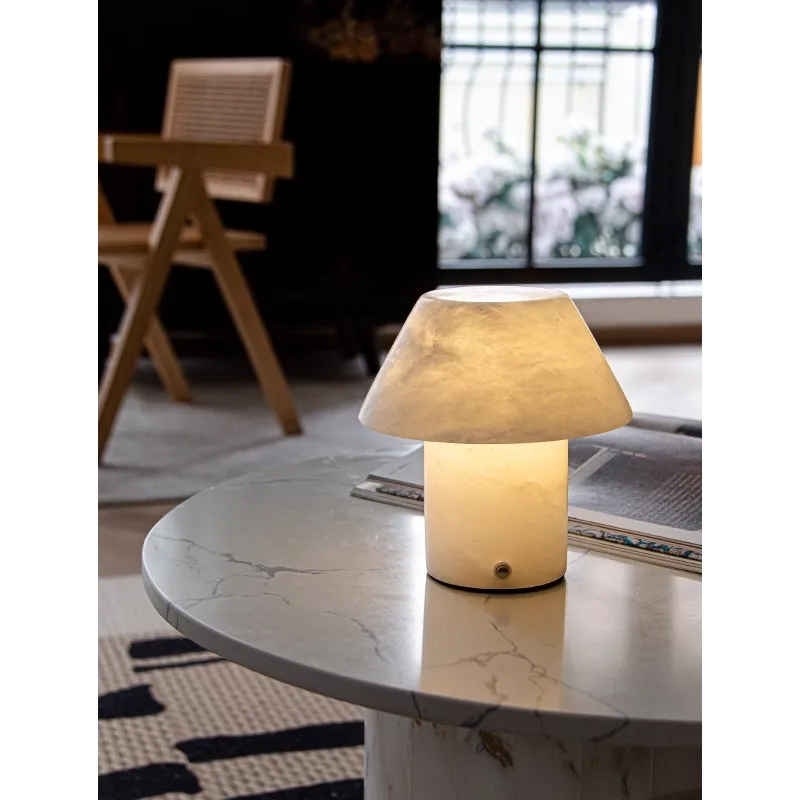 Artistic Home Decoration Marble Desk Lamp Nordic Minimalist Style Bedroom Bedside Table Lamp Wireless Touch Charging Desk Lamp
