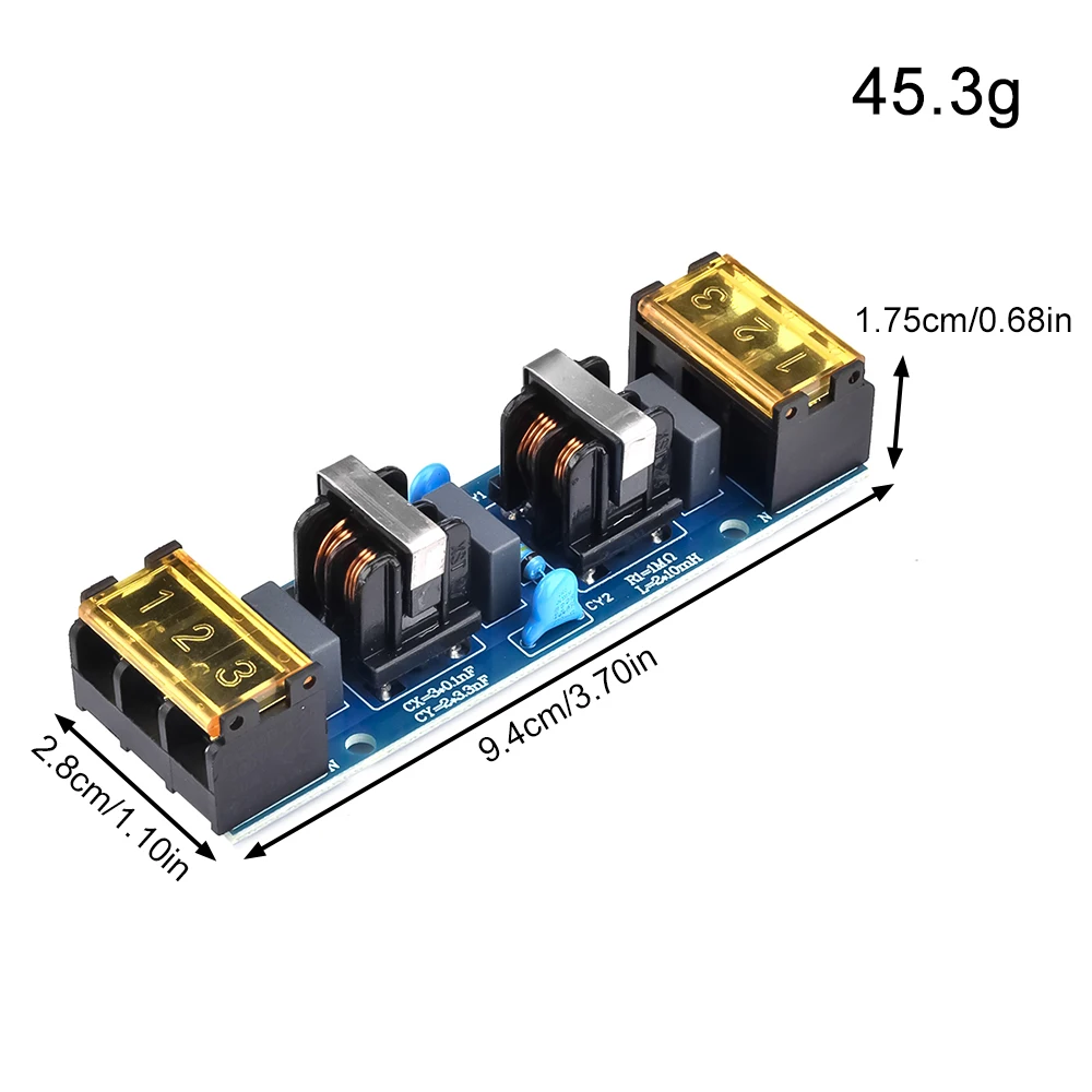 Placa de filtro de potencia 6A/25A, suministro de energía de dos etapas de alta frecuencia EMI, módulo de filtro de paso bajo, gestión de energía,