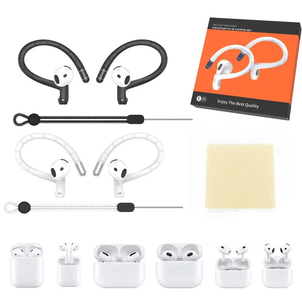 Adapter Bluetooth do słuchawek AirPods 1/2/3/4/Pro/Pro 2 z zaczepem na ucho zapobiegającym zgubieniu, silikonowy uchwyt na słuchawki sportowe