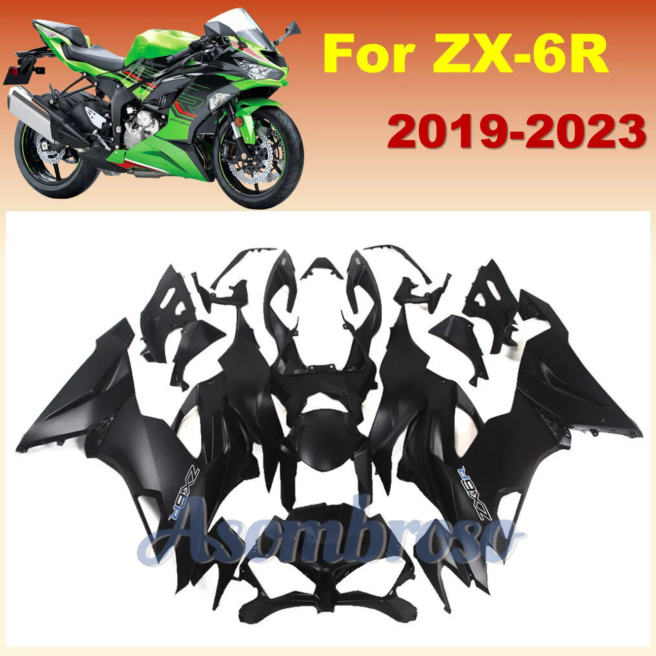 Full Fairing kit For Ninja ZX-6R 636 2019 2020 2021 2022 2023 zx 6r Injection Plastic Fairing kit  ZX6R 19-23 black ZXMT