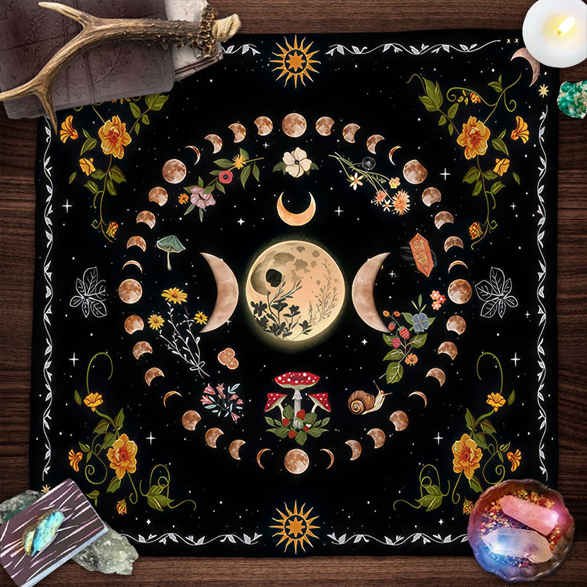 Triple Moon Altar Cloth Tarot Card Tablecloth For Spread Tarot Reading Cloth Witchcraft Divination Astrology Board Game Mat