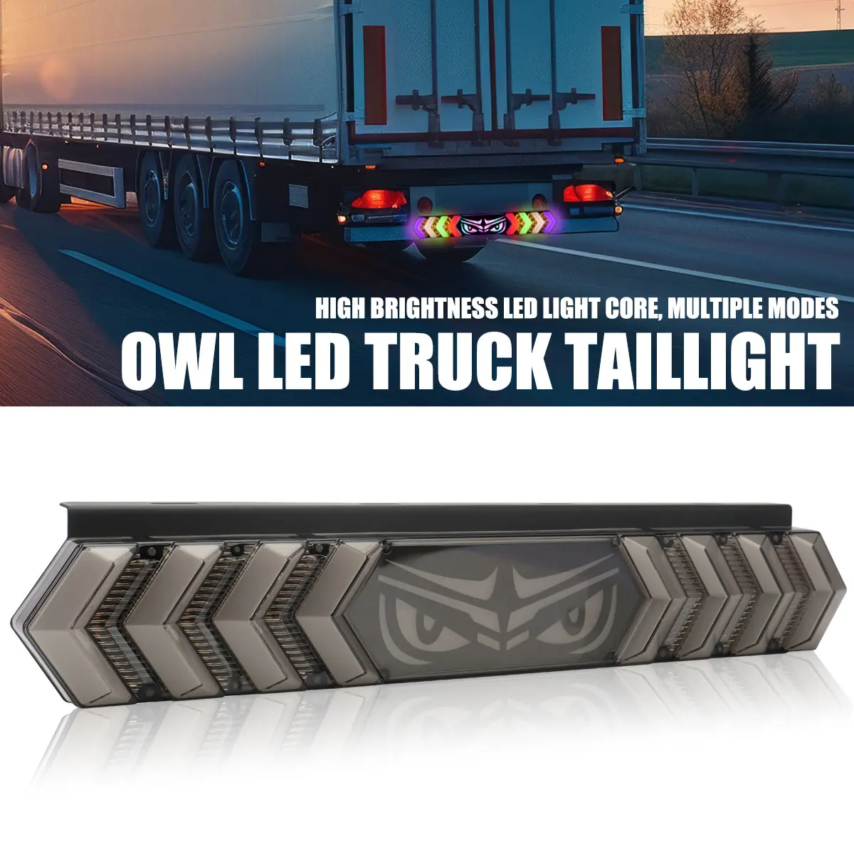 

12V 24V Truck Tail Lights RGB Colorful Driving Lights Turn Signal Lights LED Brake Flashing Warning Lights Devil's Eye Lamp