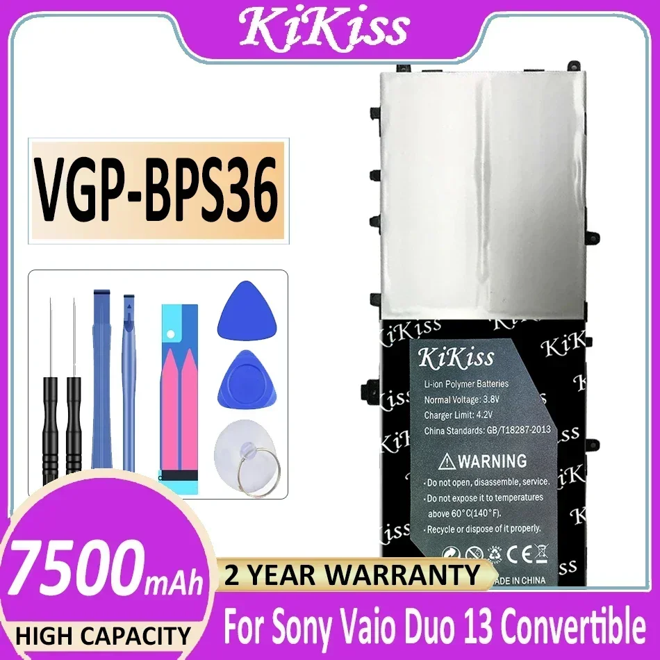 KiKiss Battery VGP-BPS36 VGPBPS36 7500mAh For Sony for Vaio Duo 13 Duo13 SVD13211CG Convertible Touch 13.3