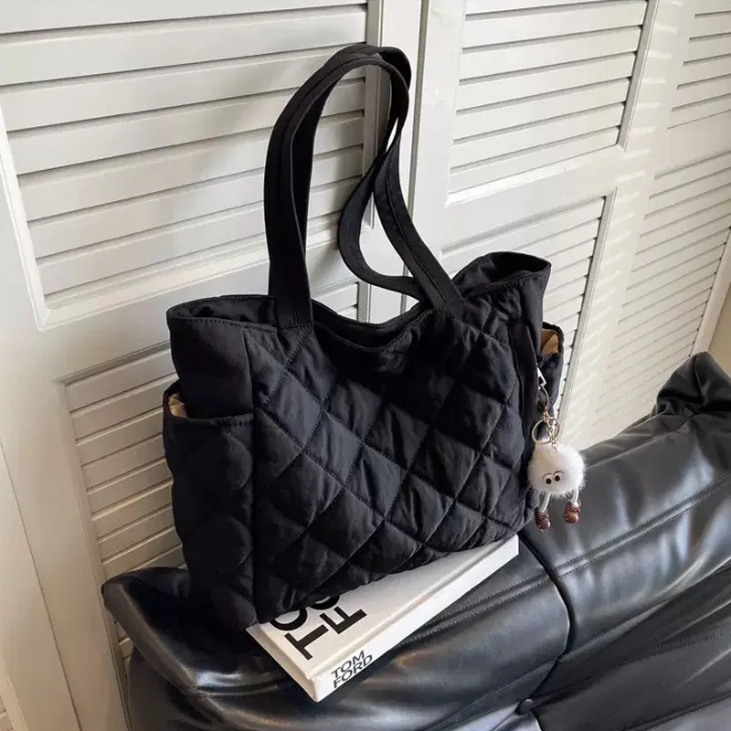 Baumwolltasche Rhombus Große Kapazität Damen-Handtasche Vielseitige Umhängetasche für Pendler und Einkäufe Grenzübergreifend – Detail 13