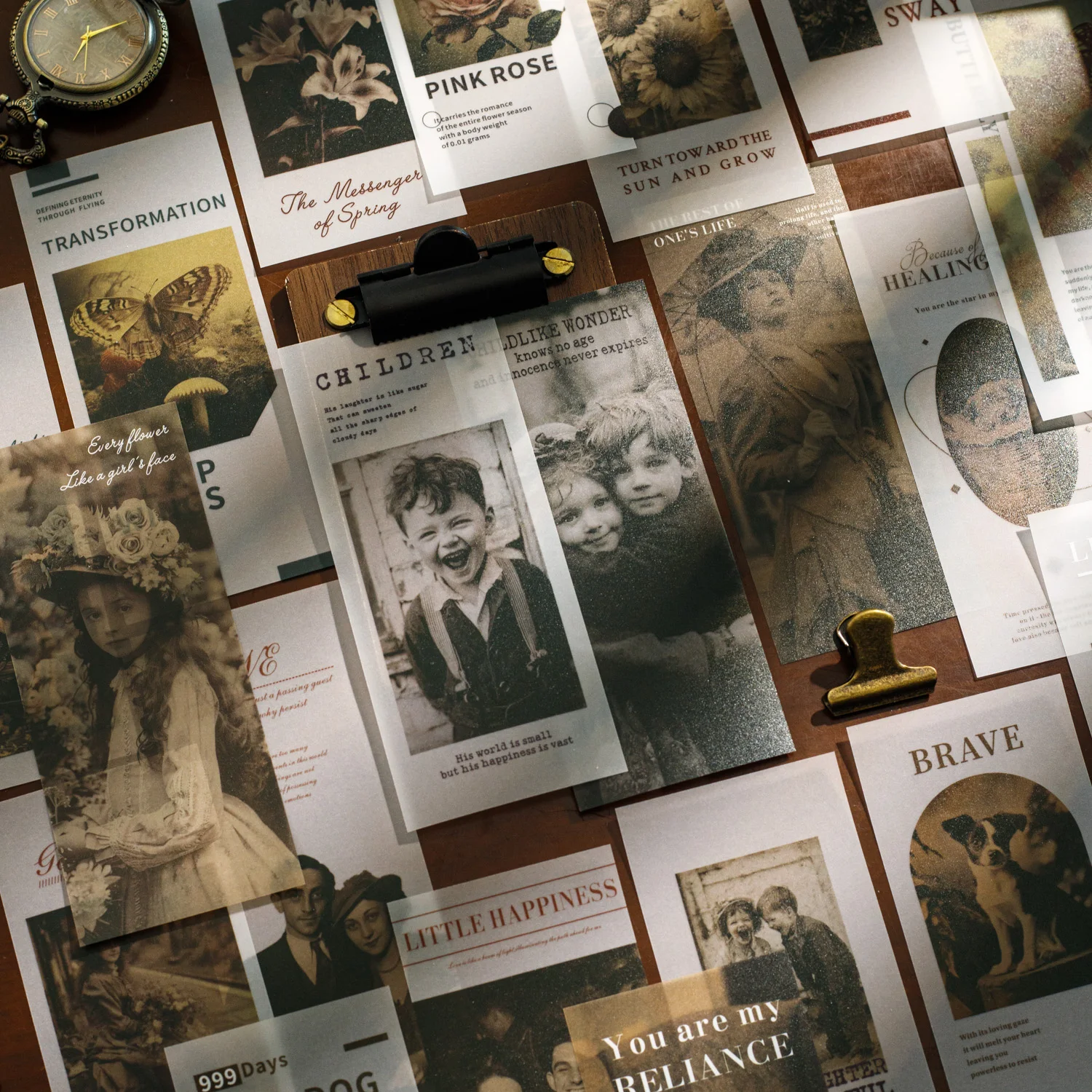 

Mist-shrounded Memories Series Vintage Character Cat Landscape Material Paper Creative DIY Junk Journal Collage Stationery