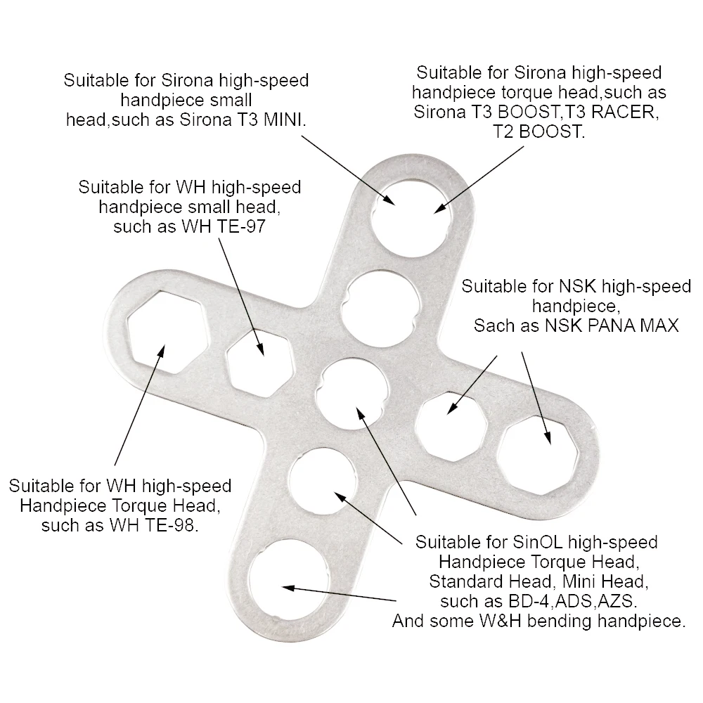 Multifunction Wrench for W&H/NsK Sirona Dental Turbine Implant Handpiece Cartridge Rotor Shaft Spindle Back Cover Repair Tool