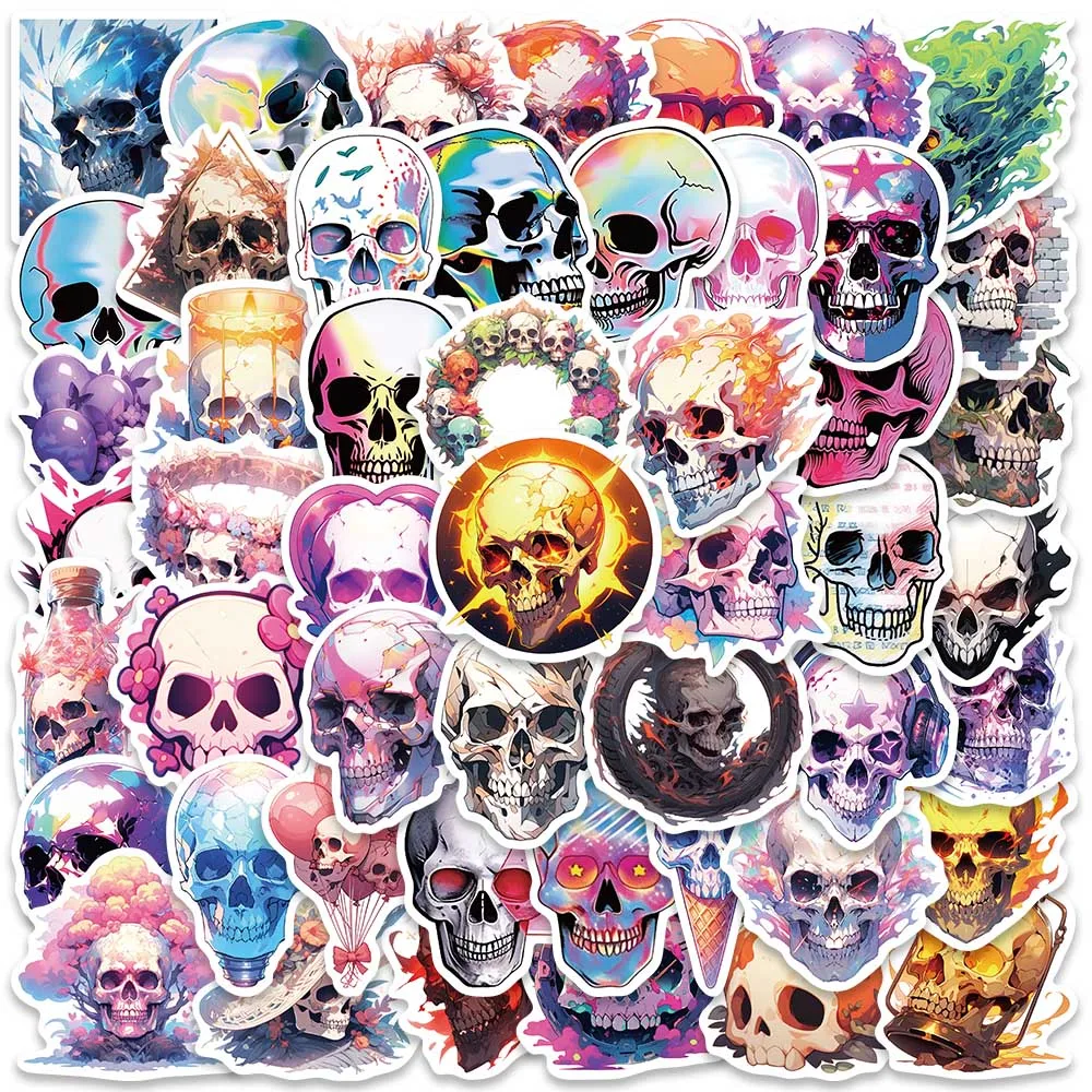 50pcs Cool Punk Cartoon Skull Graffiti Stickers For Laptop Phone Guitar Luggage Skateboard Waterproof Vinyl Decals