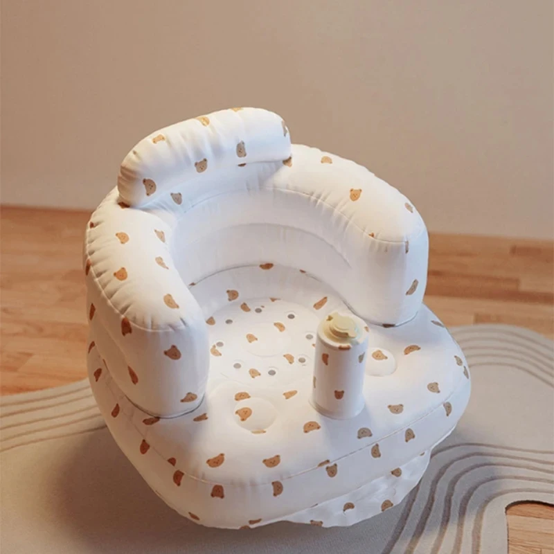 Baby Inflatable Sofa Children Puff Portable Bath Chairs PVC Multifunctional Seat Practice Sitting Bath Stool