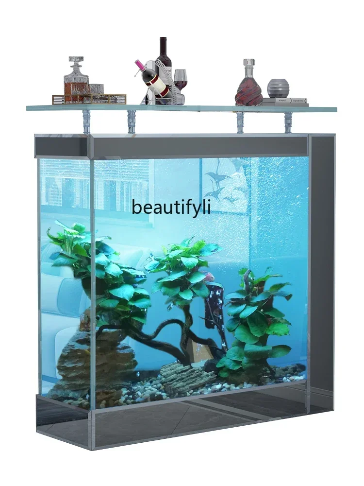 

Living Room Large and Medium Floor Household Minimalist Modern Aquarium Embedded Screen Change Water High-End Fish Tank