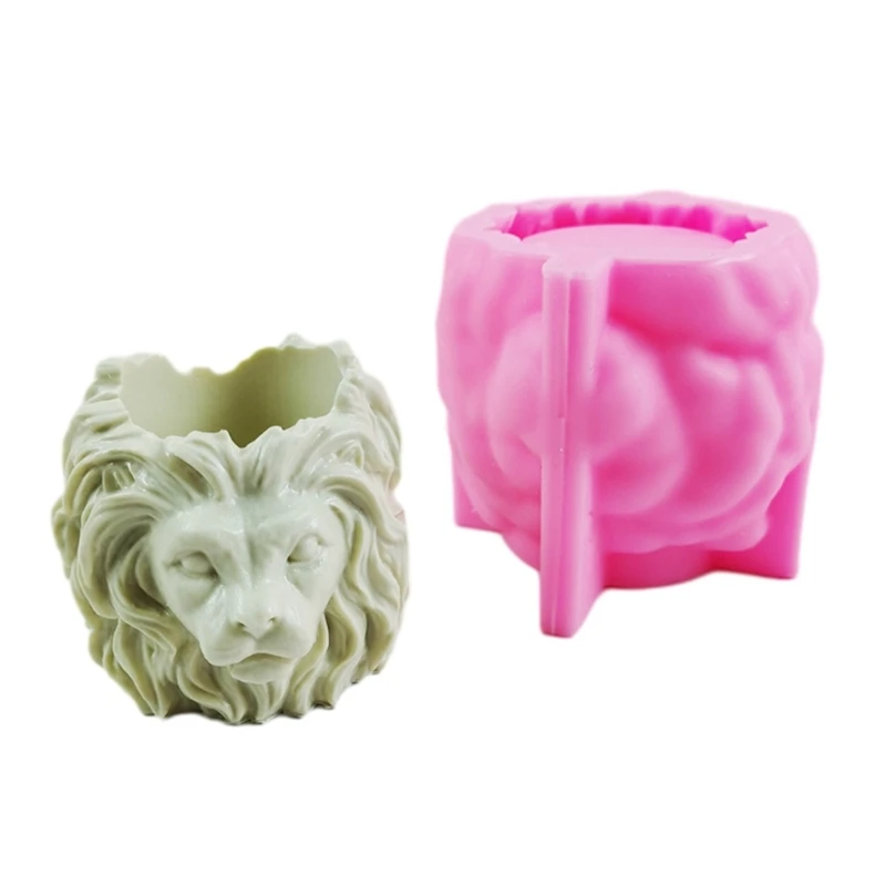 Pot fleur tête Lion en Silicone, boîte rangement, moule pour décoration plantes succulentes, DIY, N58F