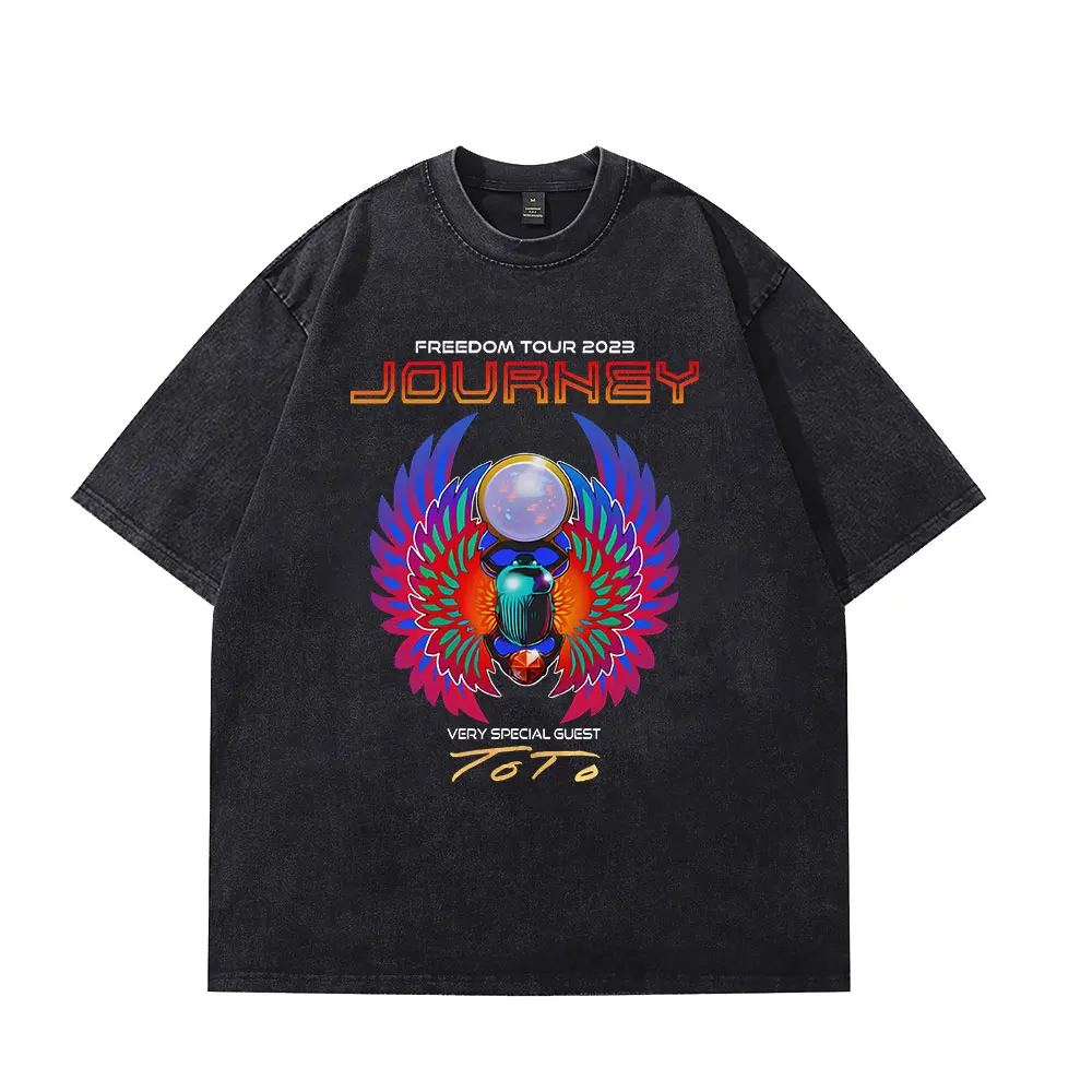 

Journey T-Shirt Crewneck Short Sleeve Freedom Tour 2023 T-shrit Crewneck Short Sleeve Men/Women Cotton Vintage Wash Tee