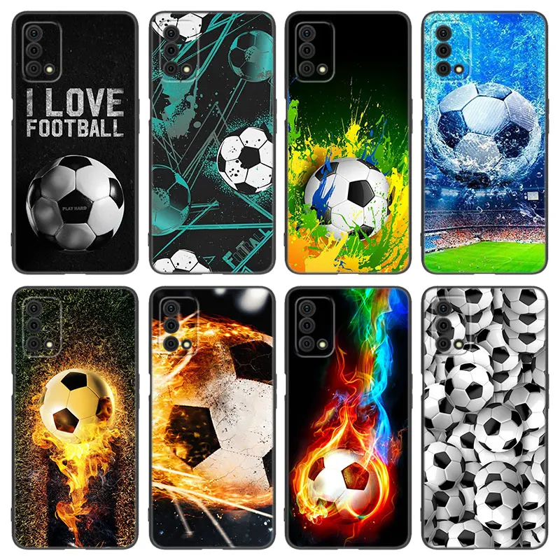 Fire Football Soccer Ball Phone Case For OPPO Reno 10 11 Pro A55 A57 A58 A72 A74 4G A54 A78 A98 5G A53 A93 2020 A15 A16 A17 A38