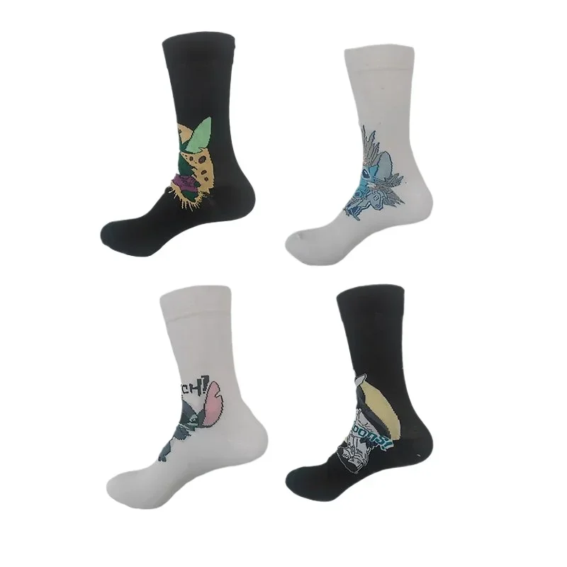 4 pairs of cartoon anime casual couple socks cotton socks