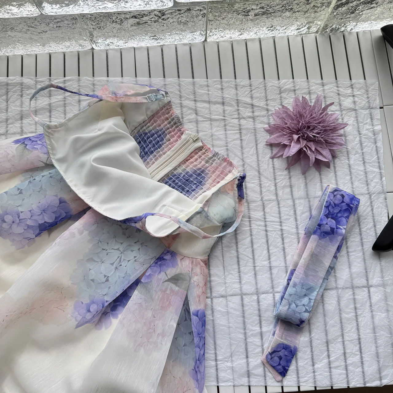 ฤดูร้อนผู้หญิงชุดมินิภาษาฝรั่งเศสคํา Vintage วันหยุดสปาเก็ตตี้ Tie Dye Frock Piece Party Dress