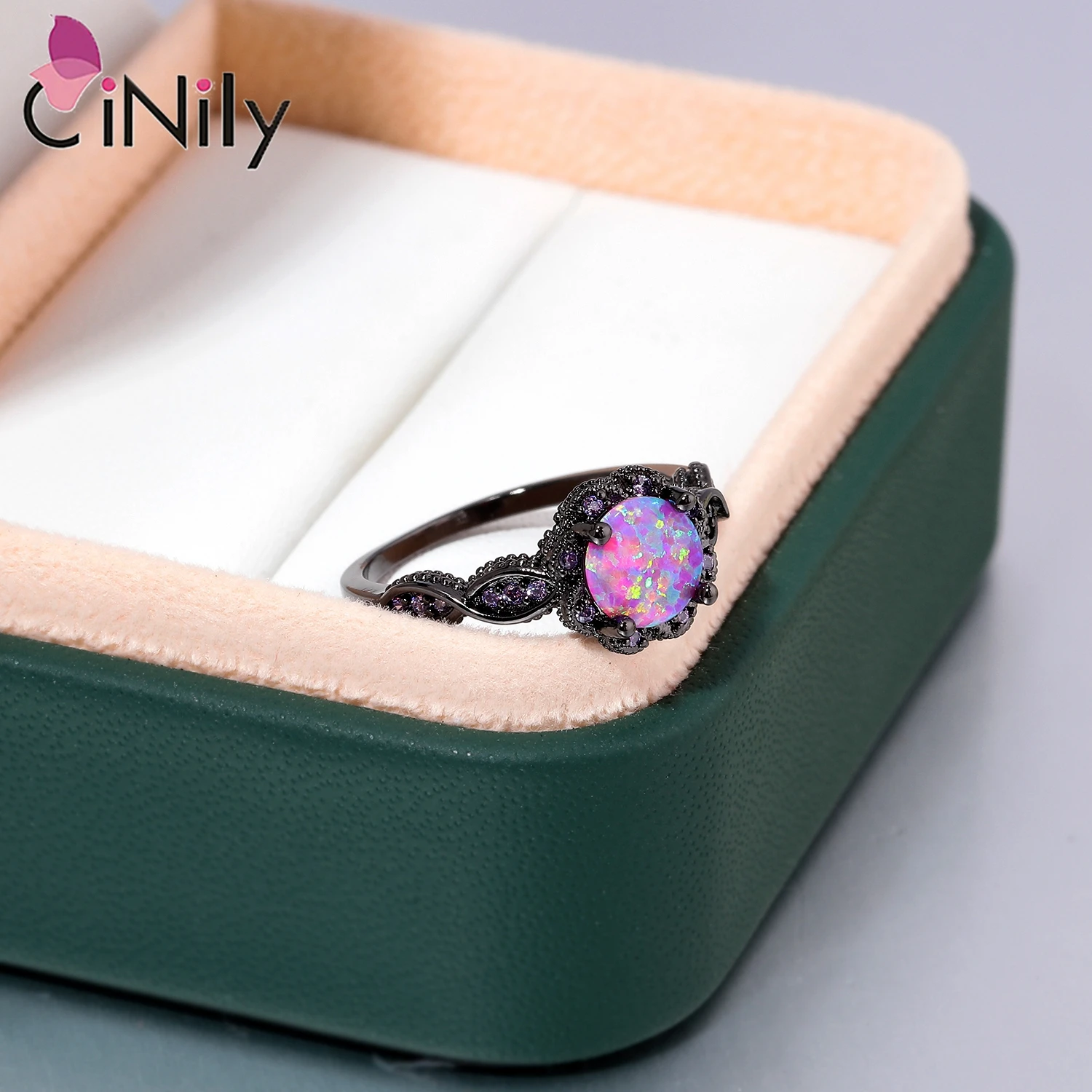 CiNily Created Fire Multicolor Opal Rings for Women Yellow Gold /Silver Plated Fashion Jewelry for Wedding Engagement Party Ring