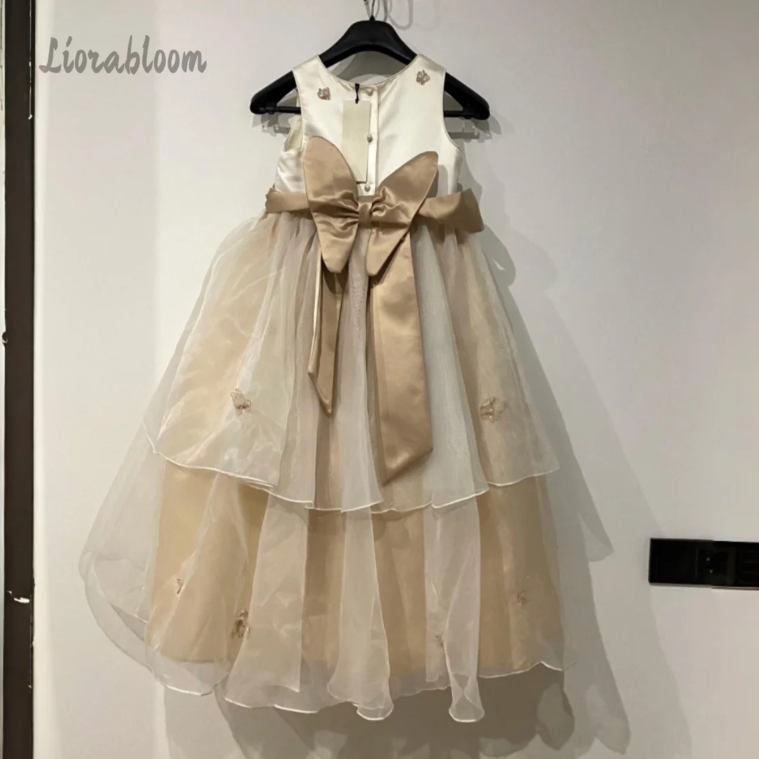 Abito da bambina con ricami, abito da damigella d'onore personalizzato, abito formale per matrimoni e feste, vestito da sposa