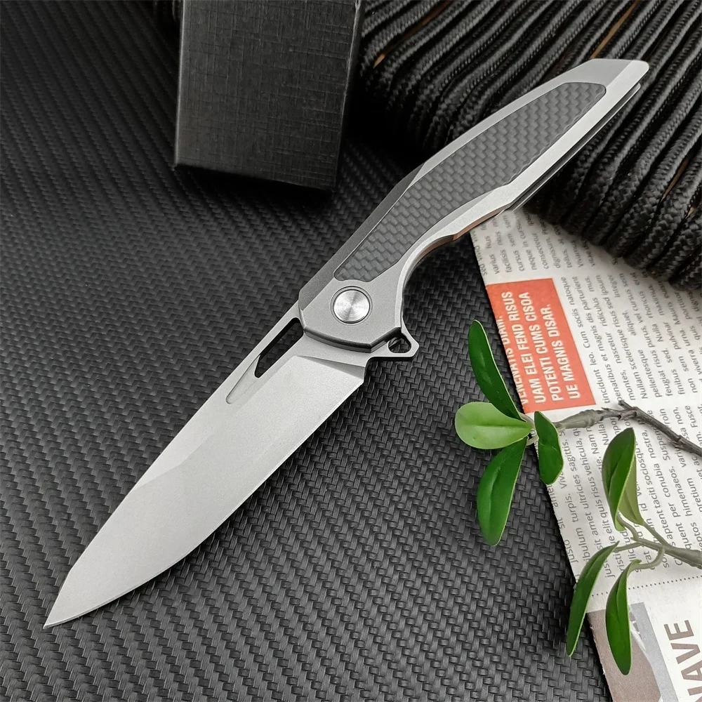 Russian F95NL Edition Bearing Flipper Folding Pocket Knife D2 Blade 420 Steel Carbon Fiber Handle Outdoor Camping Hunting Tool