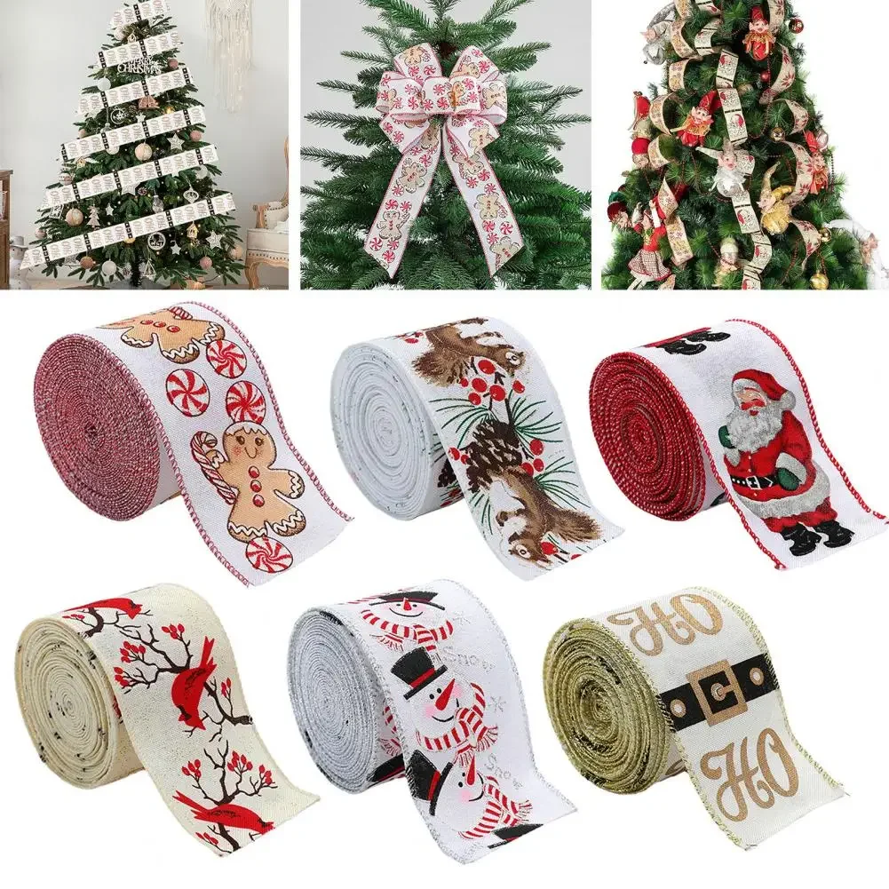 1Roll Christmas Ribbon Gift Basket Versatile Linen Ribbon for Diy Christmas Decorations Craft Ribbon with Flair for Party