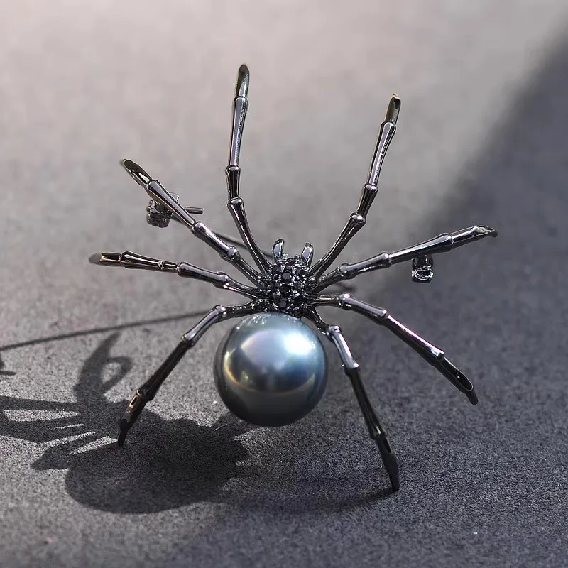 Perle noire abeille araignée insecte cristal broche femme broche cadeau mâle bijoux personnalisé mode fête Cosplay accessoires