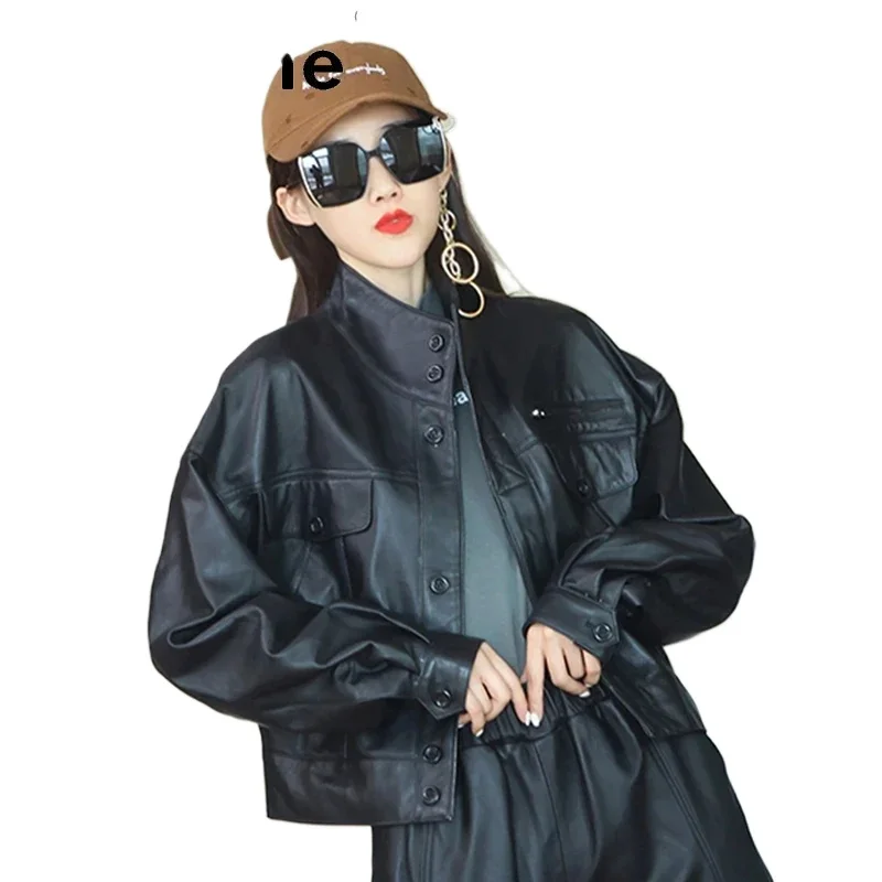 Tajiyane 여성 자켓 봄 2021 여성용 짧은 바이커 자켓 진짜 양피 코트 여성 Chaqueta Cuero Mujer Pph4453