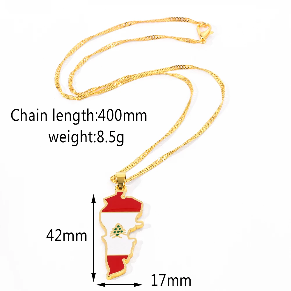 Lebanon Map Flag Necklace Lebanese Gold Color Ethnic Neck Chain For Men And Women Jewelry Accessories Gifts