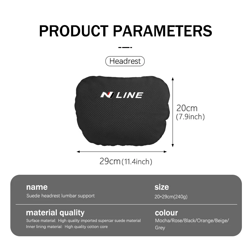 Car Neck Pillow Protective Lumbar Back Support Relieve Stress For Hyundai N LINE i30 i20 Sonata Accent Tucson Elantra Azera view 6