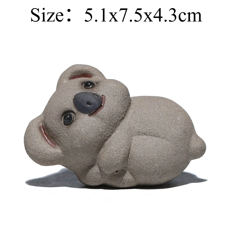 Purple Clay Koala Tea Pet Mini Ornament Creative Cute Animal Handmade Lovely Koala Figurine Tea Play Home Desk Decoration Craft
