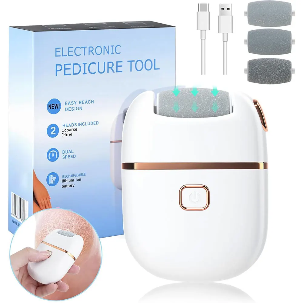 

Electric Foot Grinder Rechargeable Foot File Dead Skin Callus Remover Dry Cracks Pedicure Tools with 3 Grinding Heads Feet Care