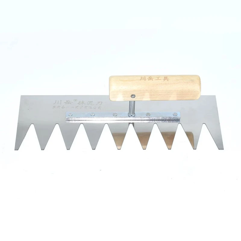 V-Notched 11×4.3inches Stainless Steel Blade Plastering Trowel Concrete Cement Drywall Tile Masonry Construction Hand Tool