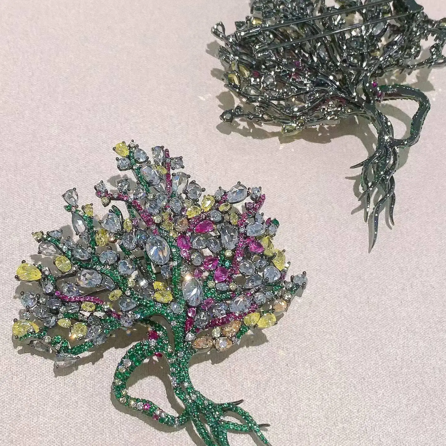 multi color tree brooch 925 sterling silver with cubic zircon fine women jewelry
