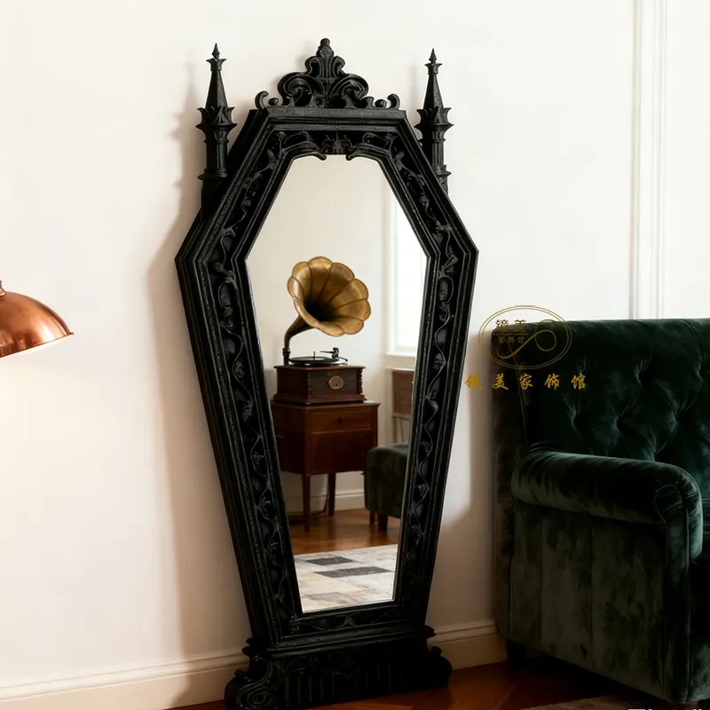 Full Body Mirror Vintage Infinite Black Decorative Wall Home Handicraft Decor Long Mirrors Mirror Decorazioni Casa