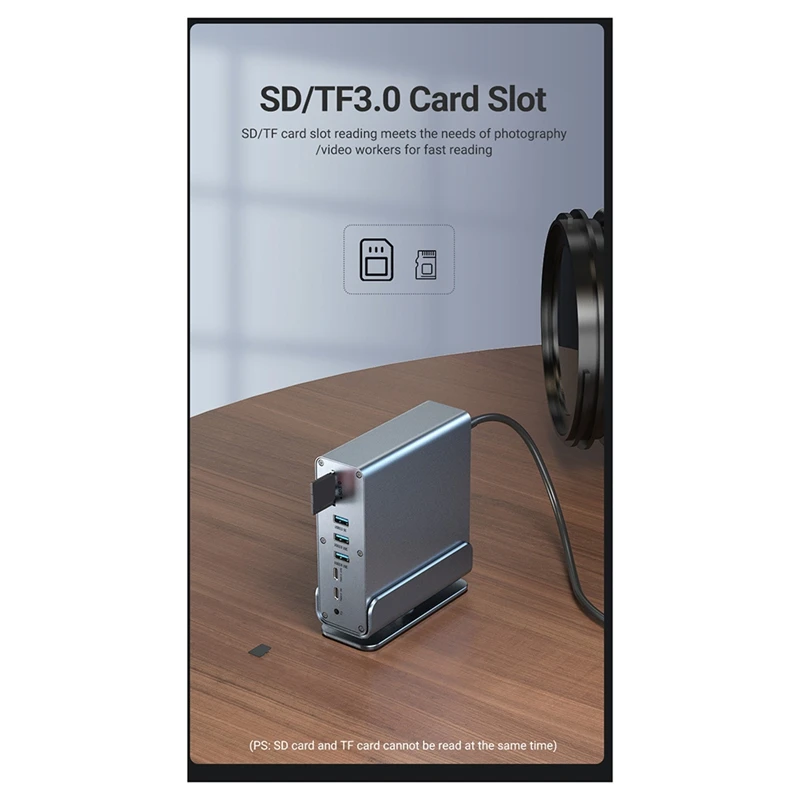 USB C 도킹 스테이션 트리플 모니터 멀티 포트 도킹 스테이션, Dell Windows Macos용 C 타입 허브-HD, 15 in 1, 4K60hz