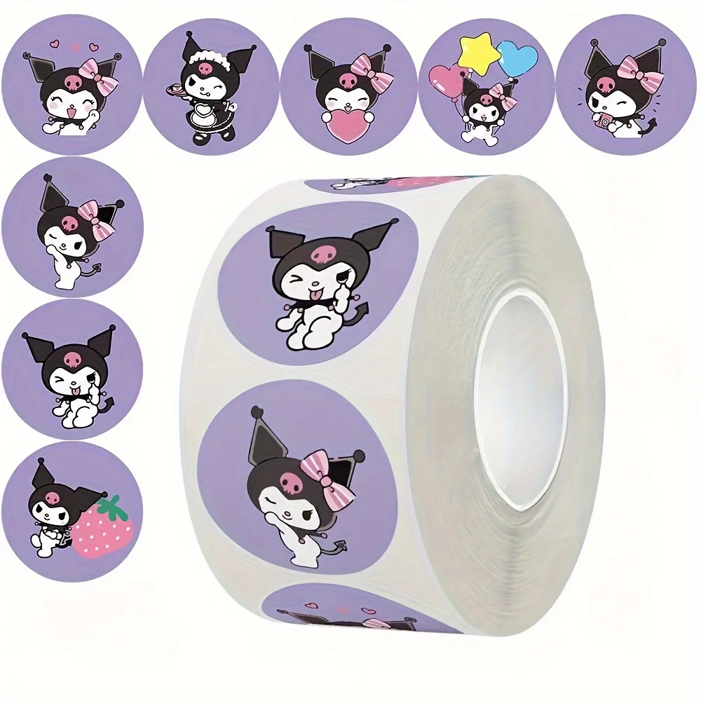 500pcs/roll Sanrio Kawaii Stickers Hello Kitty Melody Kuromi Luggage Graffiti Toy Decals Decoration Sticker Gift Closure Sticker image 2