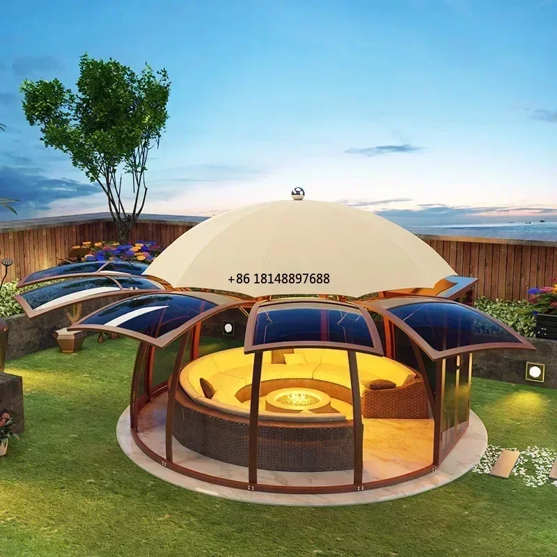 Flying saucer wooden frame sun room European garden balcony outdoor cabin villa luxury courtyard pavilion with windows