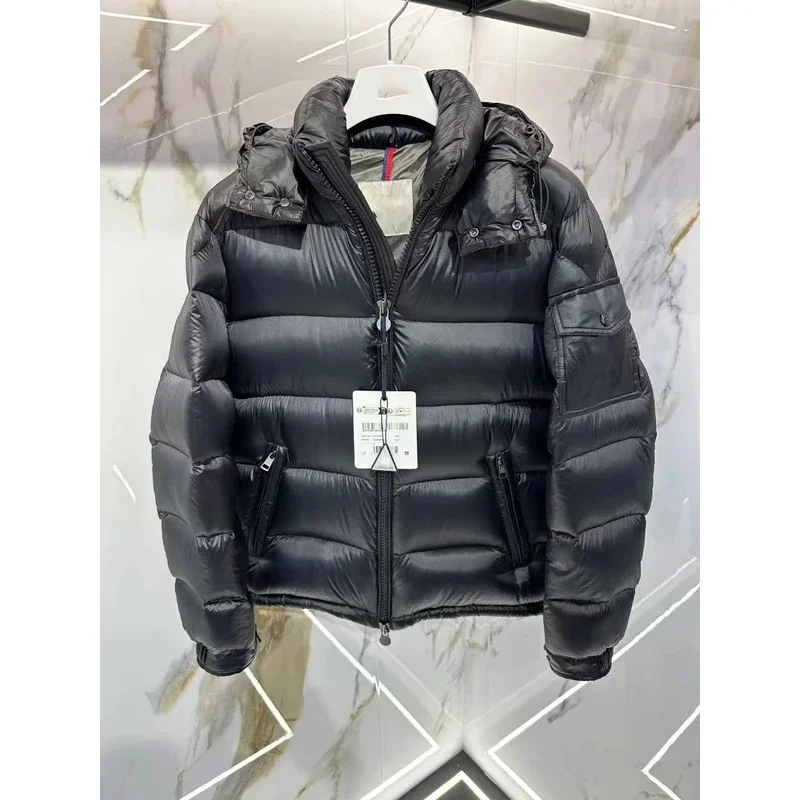 Moncl*r Solid Color Windproof Crop Puffer Jacket Unisex Winter Thick Short Style 90% White Goose Down Jacket Mens Outerwear