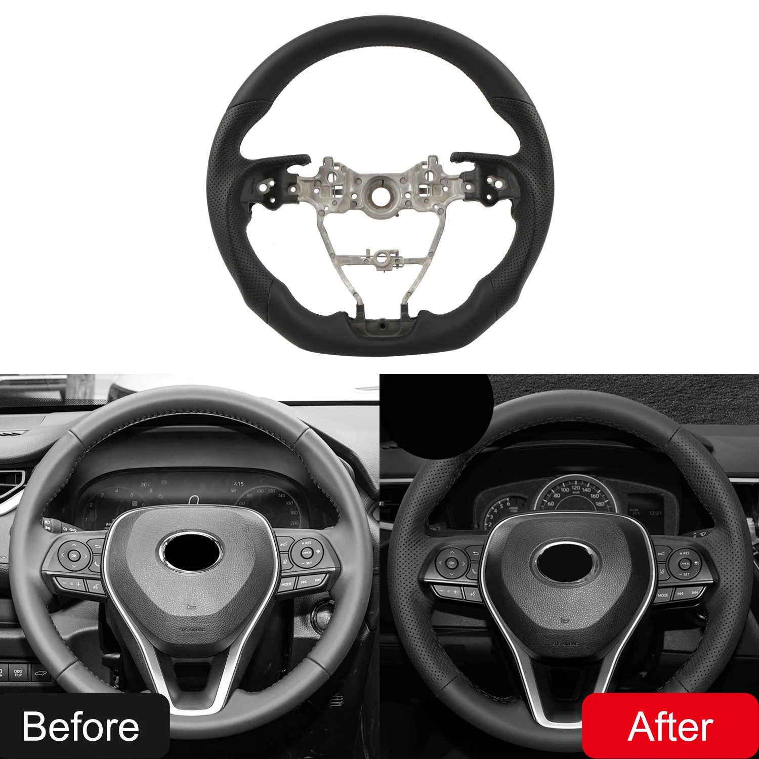 

For Toyota RAV4 2019-2024/Camry 2018-2023 Heated Microfiber Leather Steering Wheel Replacement (Not for Prime)
