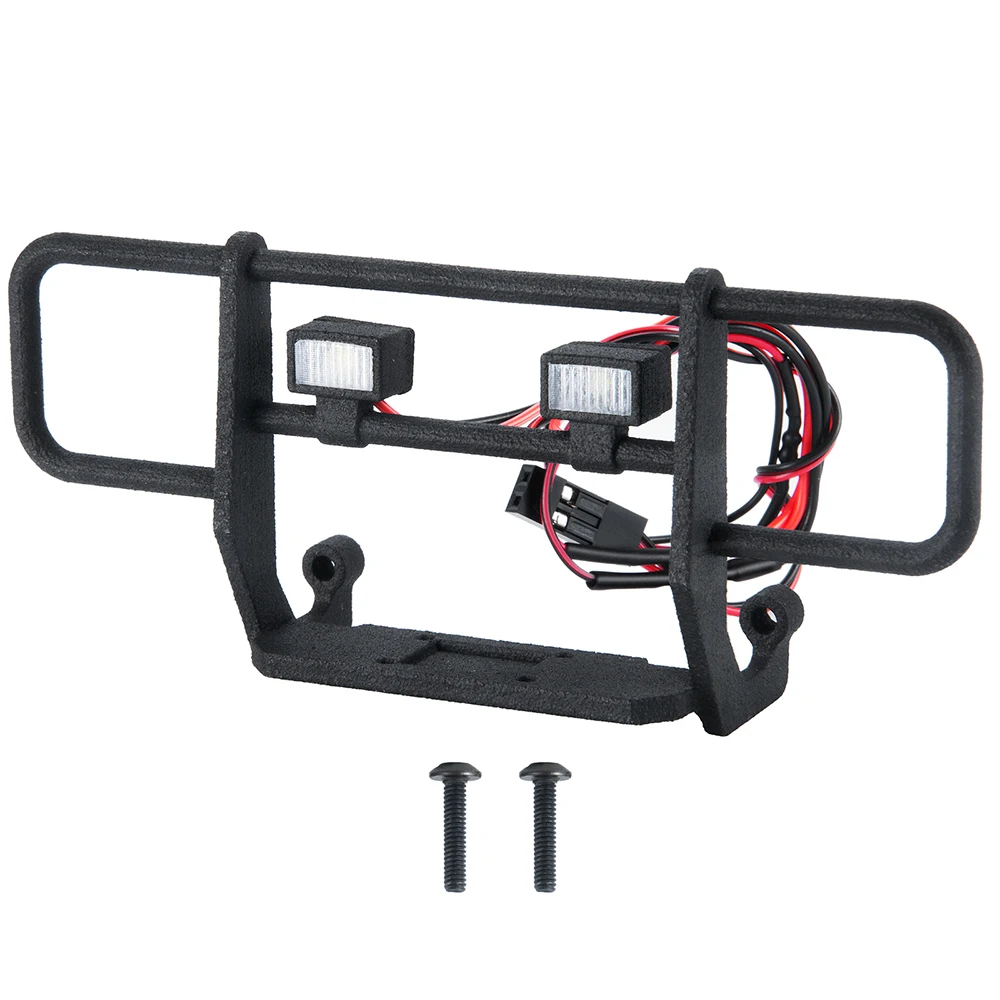 AXSPEED Plastic Front Bumper & LED Lights for 1/18 RC Crawler Car TRX4M High Trail K10 Upgrade Parts
