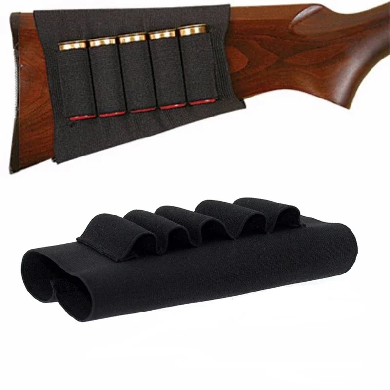 5-Hole Bullet Carrier Shotgun Shell Butt Stock Rifle Molle Shell Cartridge Holder Extra Round for 12/20GA