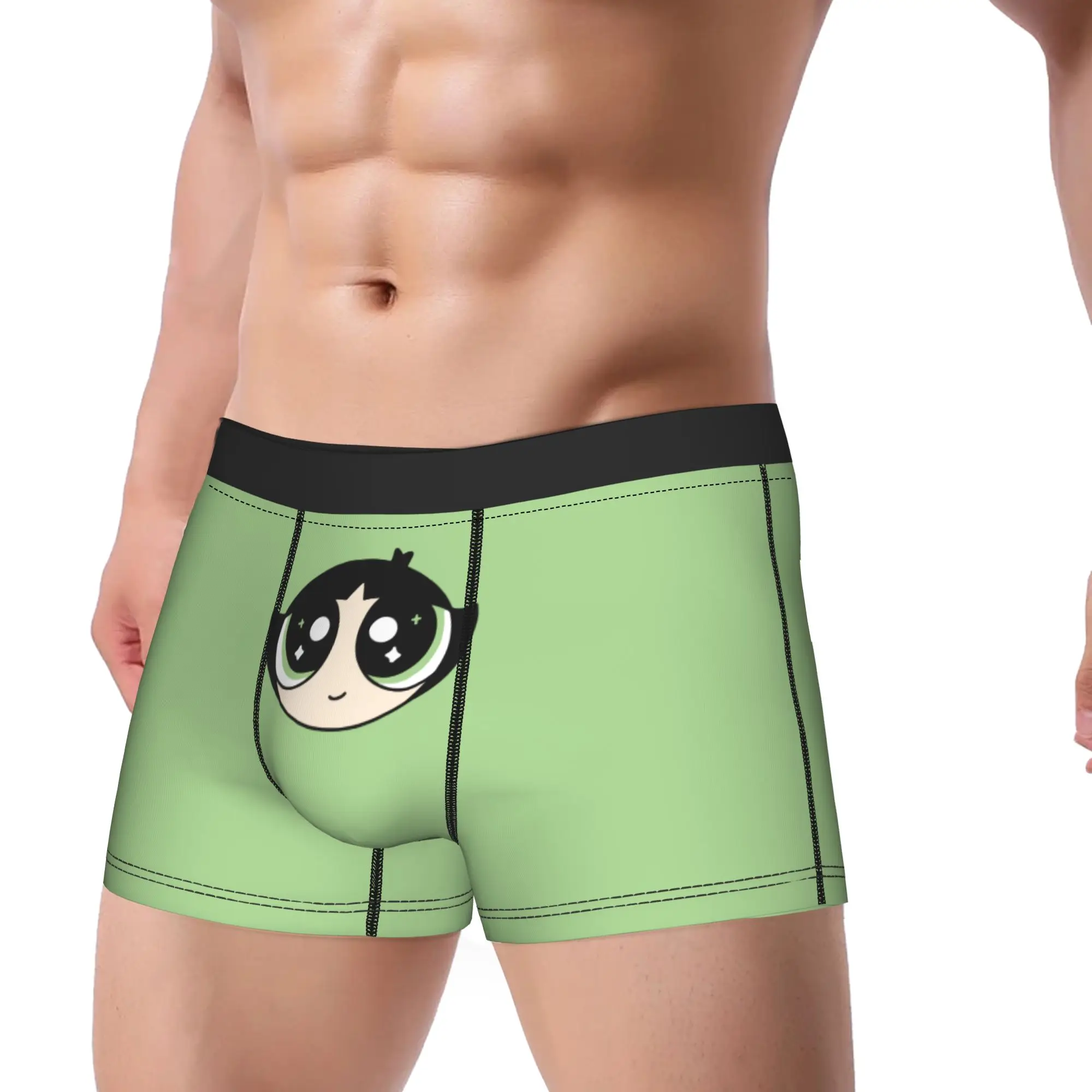 Men's P-Powerpuffs Girl Cartoon Long Underwear Buttercup Humor Boxer Briefs Shorts Panties Male Soft Underpants M-XXL