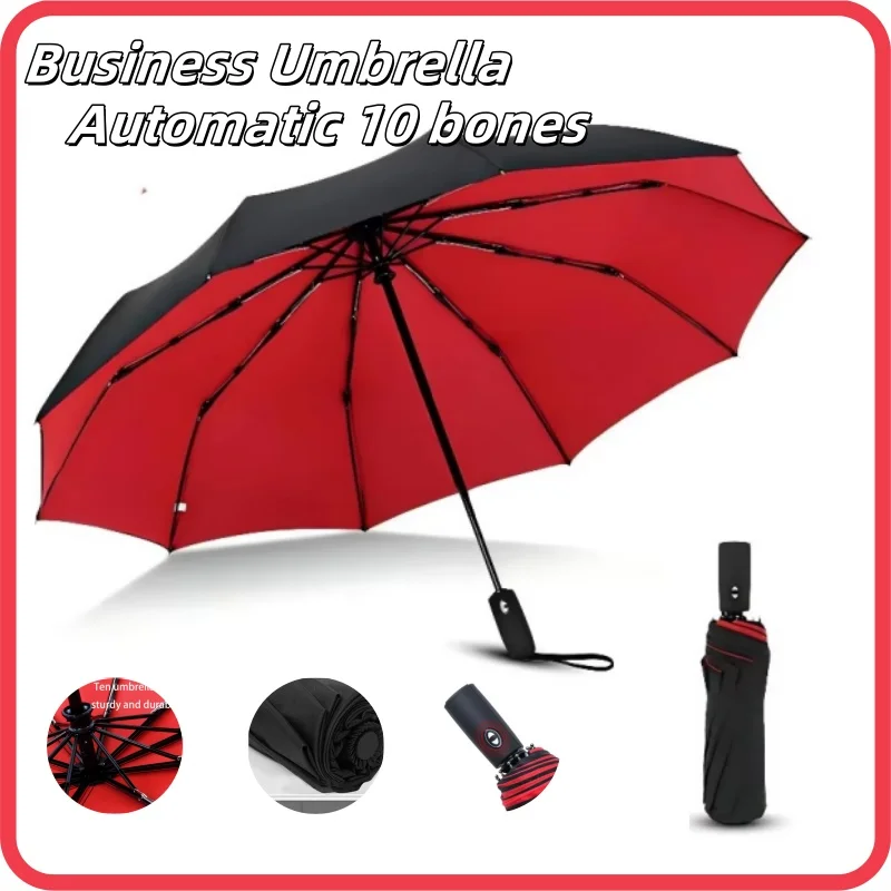 

Двухслойный автоматический солнечный зонт, усиленный ветрозащитный, защита от солнца, дождь, деловые зонты двойного назначения для мужчин и женщин