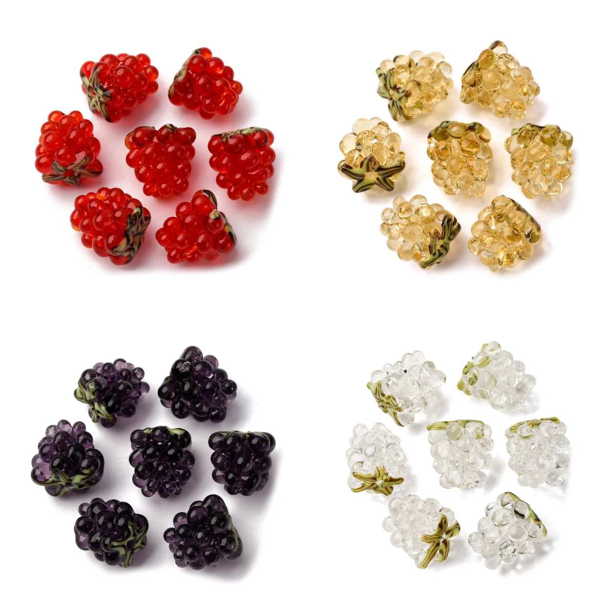 Pandahall 10pc Handmade Lampwork Raspberry Beads Fruit Spacer Beads for DIY Bracelet Earring Necklace Jewelry Making Supplies