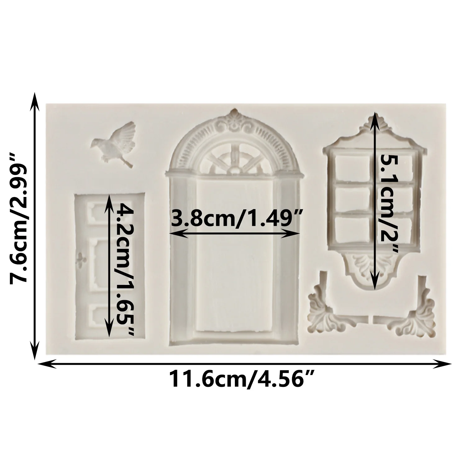 Window Door Border Silicone Molds DIY Birds Frame Fondant Cake Decorating Tools Candy Polymer Clay Chocolate Gumpaste Moulds