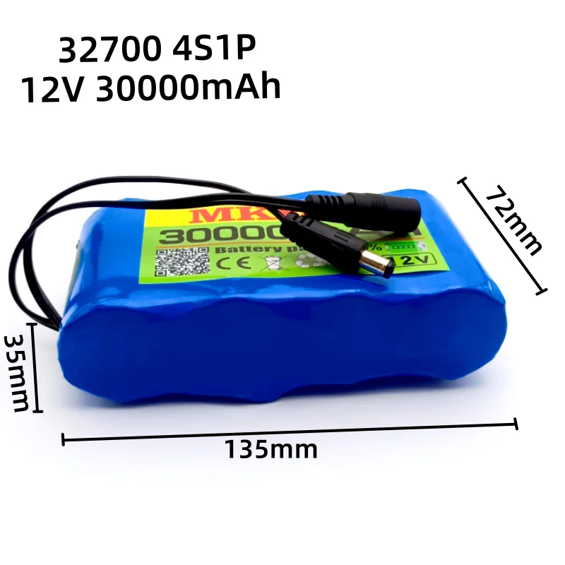 32700 Lifepo4 Battery Pack 4S1P 12V 30000mAh with 4S 40A Balanced BMS for Electric Boat and Uninterrupted Power Supply+charger