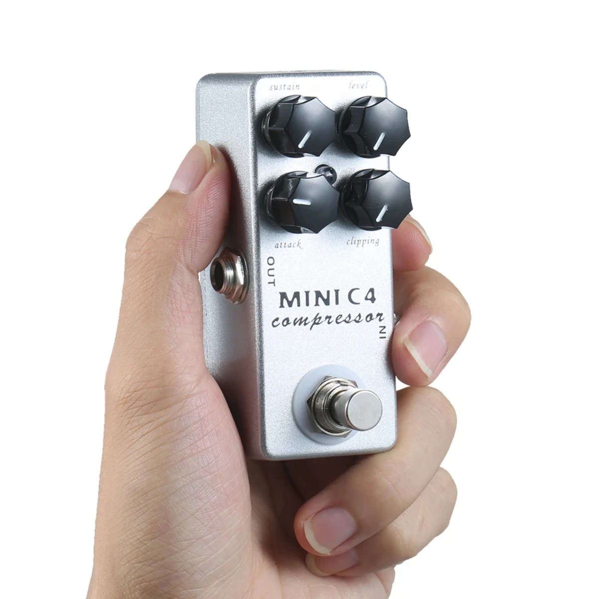 Pedal Compressor Mosky MINI C4 para Guitarra, Efeito True Bypass, Carcaça Compacta de Metal para Guitarra Elétrica, Baixo, Partes e Prática em Palco