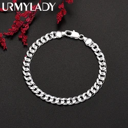 New original 925 Sterling Silver pretty 7MM chain bracelets for man women luxury fashion designer jewelry wedding party gifts