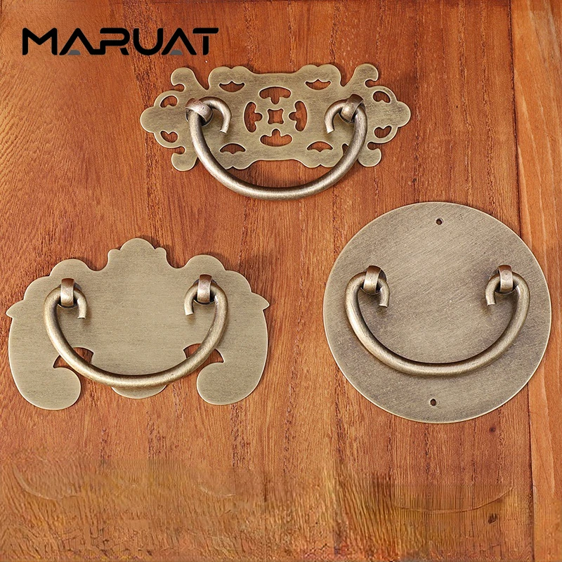 Cabinet Antique Copper Color Cabinet Door Pulls Furniture Closet Door Handle Cabinet Drawer New Chinese Retro Pure Copper Pulls